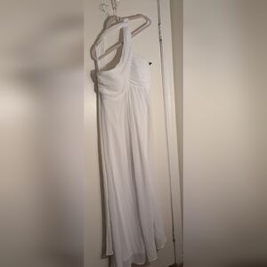 Elegant White One-Shoulder Dress With Shaw Never Worn Size 16